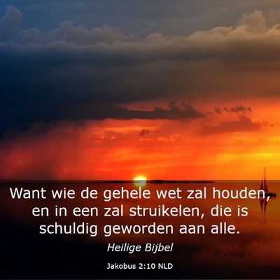Picture 03 - Jakobus 2:10 NLD - Want wie de gehele wet zal houden, en in een zal - Bible Verse Picture