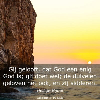 Picture 03 - Jakobus 2:19 NLD - Gij gelooft, dat God een enig God is; gij doet - Bible Verse Picture