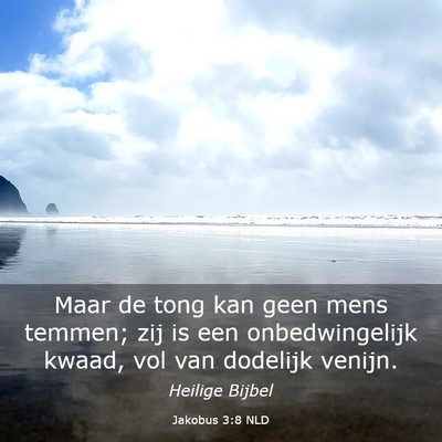 Picture 03 - Jakobus 3:8 NLD - Maar de tong kan geen mens temmen; zij is een - Bible Verse Picture