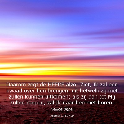 Picture 03 - Jeremia 11:11 NLD - Daarom zegt de HEERE alzo: Ziet, Ik zal een kwaad - Bible Verse Picture