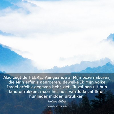 Picture 03 - Jeremia 12:14 NLD - Alzo zegt de HEERE: Aangaande al Mijn boze - Bible Verse Picture