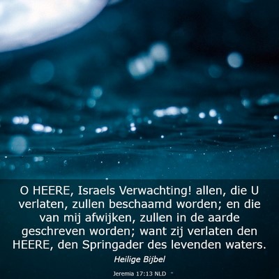 Picture 03 - Jeremia 17:13 NLD - O HEERE, Israels Verwachting! allen, die U - Bible Verse Picture