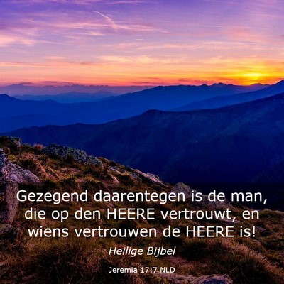 Picture 03 - Jeremia 17:7 NLD - Gezegend daarentegen is de man, die op den HEERE - Bible Verse Picture