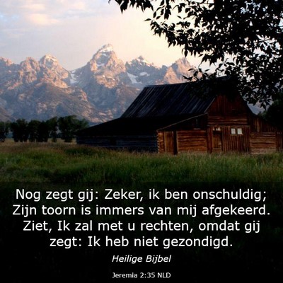 Picture 03 - Jeremia 2:35 NLD - Nog zegt gij: Zeker, ik ben onschuldig; Zijn - Bible Verse Picture