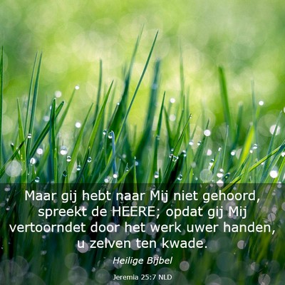 Picture 03 - Jeremia 25:7 NLD - Maar gij hebt naar Mij niet gehoord, spreekt de - Bible Verse Picture