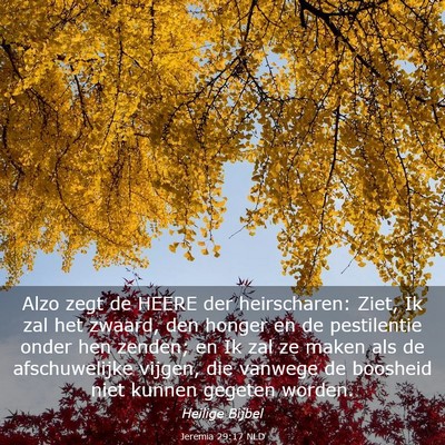 Picture 03 - Jeremia 29:17 NLD - Alzo zegt de HEERE der heirscharen: Ziet, Ik zal - Bible Verse Picture