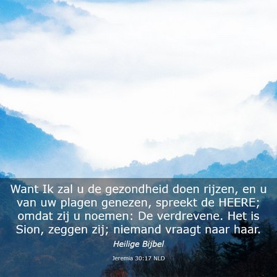 Picture 03 - Jeremia 30:17 NLD - Want Ik zal u de gezondheid doen rijzen, en u van - Bible Verse Picture
