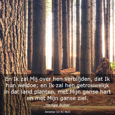 Picture 03 - Jeremia 32:41 NLD - En Ik zal Mij over hen verblijden, dat Ik hun - Bible Verse Picture