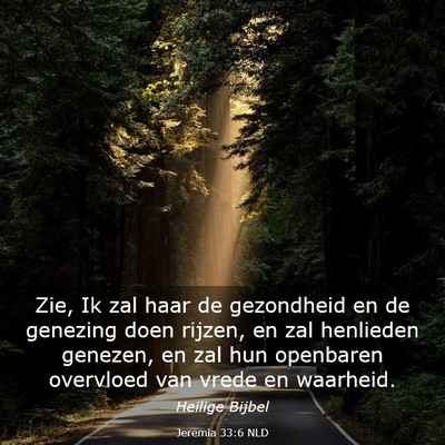 Picture 03 - Jeremia 33:6 NLD - Zie, Ik zal haar de gezondheid en de genezing - Bible Verse Picture