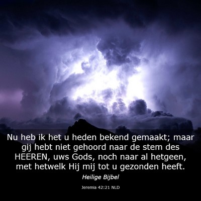 Picture 03 - Jeremia 42:21 NLD - Nu heb ik het u heden bekend gemaakt; maar gij - Bible Verse Picture