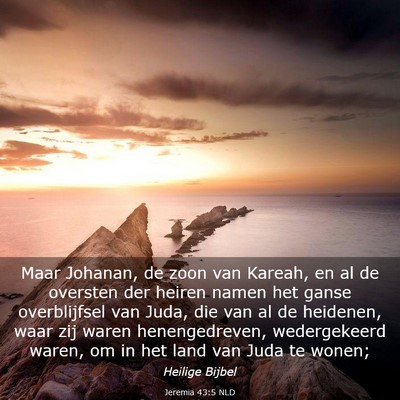 Picture 03 - Jeremia 43:5 NLD - Maar Johanan, de zoon van Kareah, en al de - Bible Verse Picture