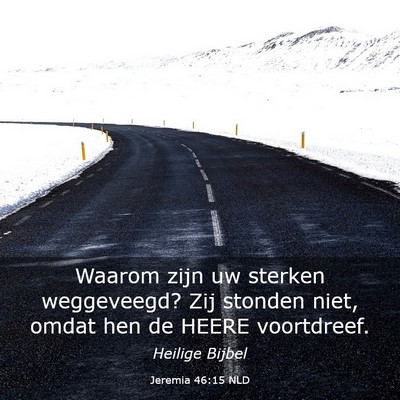 Picture 03 - Jeremia 46:15 NLD - Waarom zijn uw sterken weggeveegd? Zij stonden - Bible Verse Picture