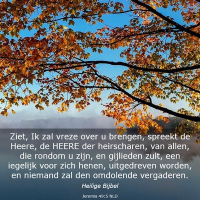 Picture 03 - Jeremia 49:5 NLD - Ziet, Ik zal vreze over u brengen, spreekt de - Bible Verse Picture