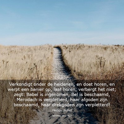 Picture 03 - Jeremia 50:2 NLD - Verkondigt onder de heidenen, en doet horen, en - Bible Verse Picture