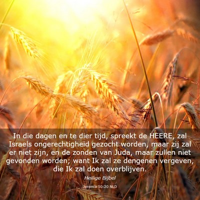 Picture 03 - Jeremia 50:20 NLD - In die dagen en te dier tijd, spreekt de HEERE, - Bible Verse Picture