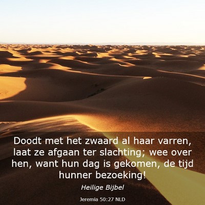 Picture 03 - Jeremia 50:27 NLD - Doodt met het zwaard al haar varren, laat ze - Bible Verse Picture