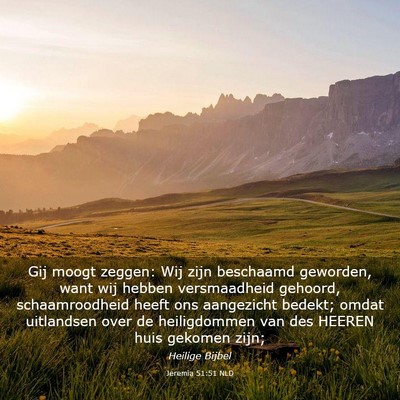 Picture 03 - Jeremia 51:51 NLD - Gij moogt zeggen: Wij zijn beschaamd geworden, - Bible Verse Picture
