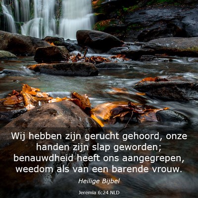 Picture 03 - Jeremia 6:24 NLD - Wij hebben zijn gerucht gehoord, onze handen zijn - Bible Verse Picture