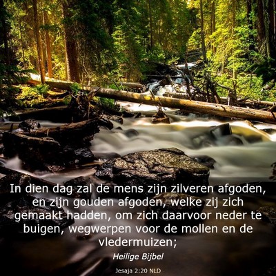 Picture 03 - Jesaja 2:20 NLD - In dien dag zal de mens zijn zilveren afgoden, en - Bible Verse Picture