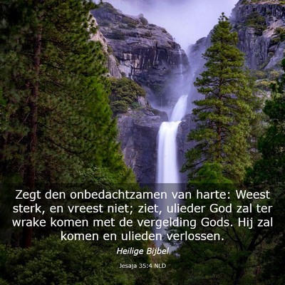 Picture 03 - Jesaja 35:4 NLD - Zegt den onbedachtzamen van harte: Weest sterk, - Bible Verse Picture