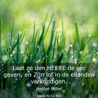 Picture 03 - Jesaja 42:12 NLD - Laat ze den HEERE de eer geven, en Zijn lof in de - Bible Verse Picture