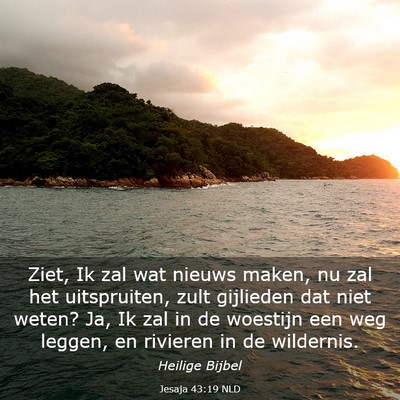 Picture 03 - Jesaja 43:19 NLD - Ziet, Ik zal wat nieuws maken, nu zal het - Bible Verse Picture