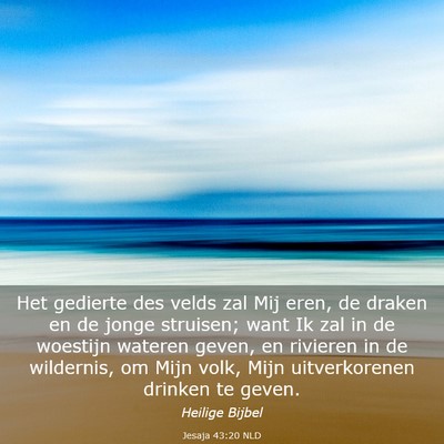 Picture 03 - Jesaja 43:20 NLD - Het gedierte des velds zal Mij eren, de draken en - Bible Verse Picture
