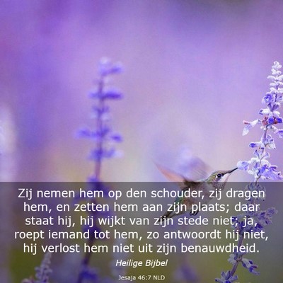 Picture 03 - Jesaja 46:7 NLD - Zij nemen hem op den schouder, zij dragen hem, en - Bible Verse Picture