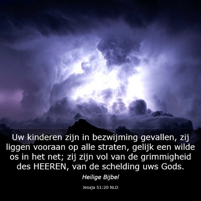 Picture 03 - Jesaja 51:20 NLD - Uw kinderen zijn in bezwijming gevallen, zij - Bible Verse Picture