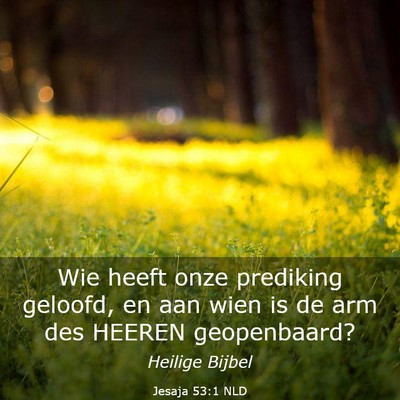 Picture 03 - Jesaja 53:1 NLD - Wie heeft onze prediking geloofd, en aan wien is - Bible Verse Picture