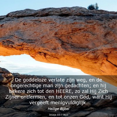 Picture 03 - Jesaja 55:7 NLD - De goddeloze verlate zijn weg, en de ongerechtige - Bible Verse Picture