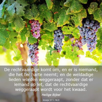 Picture 03 - Jesaja 57:1 NLD - De rechtvaardige komt om, en er is niemand, die - Bible Verse Picture