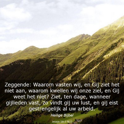 Picture 03 - Jesaja 58:3 NLD - Zeggende: Waarom vasten wij, en Gij ziet het niet - Bible Verse Picture