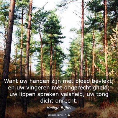 Picture 03 - Jesaja 59:3 NLD - Want uw handen zijn met bloed bevlekt; en uw - Bible Verse Picture