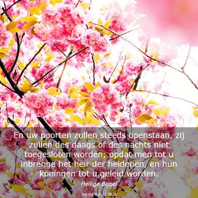 Picture 03 - Jesaja 60:11 NLD - En uw poorten zullen steeds openstaan, zij zullen - Bible Verse Picture