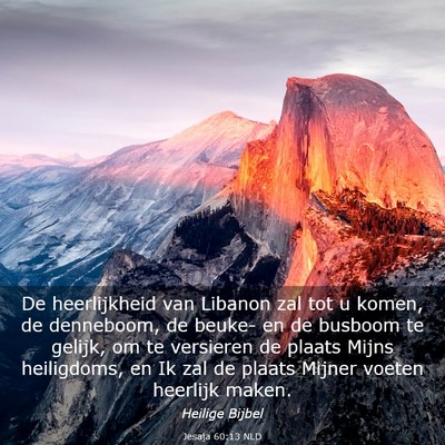 Picture 03 - Jesaja 60:13 NLD - De heerlijkheid van Libanon zal tot u komen, de - Bible Verse Picture