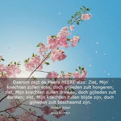Picture 03 - Jesaja 65:13 NLD - Daarom zegt de Heere HEERE alzo: Ziet, Mijn - Bible Verse Picture