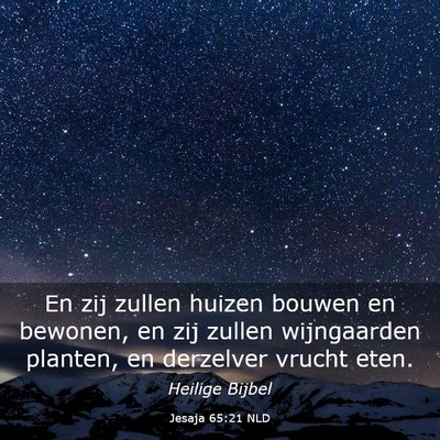 Picture 03 - Jesaja 65:21 NLD - En zij zullen huizen bouwen en bewonen, en zij - Bible Verse Picture