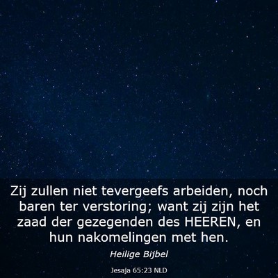 Picture 03 - Jesaja 65:23 NLD - Zij zullen niet tevergeefs arbeiden, noch baren - Bible Verse Picture