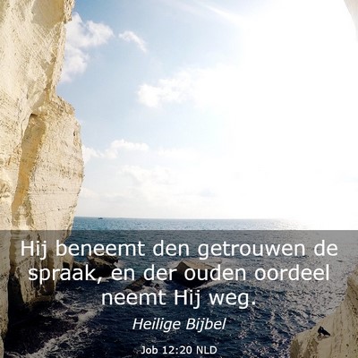 Picture 03 - Job 12:20 NLD - Hij beneemt den getrouwen de spraak, en der ouden - Bible Verse Picture