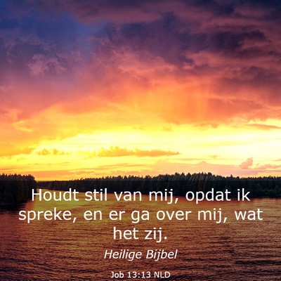 Picture 03 - Job 13:13 NLD - Houdt stil van mij, opdat ik spreke, en er ga - Bible Verse Picture