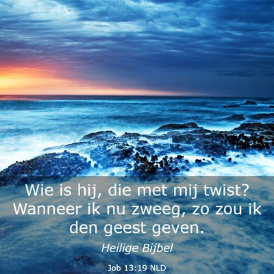 Picture 03 - Job 13:19 NLD - Wie is hij, die met mij twist? Wanneer ik nu - Bible Verse Picture