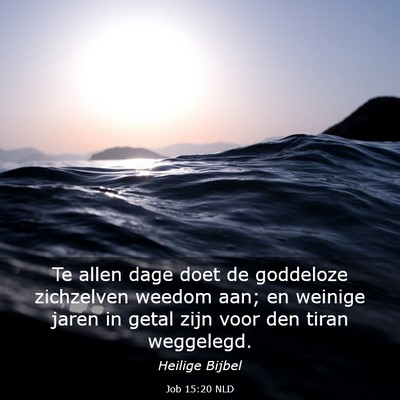 Picture 03 - Job 15:20 NLD - Te allen dage doet de goddeloze zichzelven weedom - Bible Verse Picture