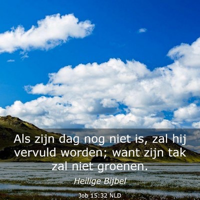Picture 03 - Job 15:32 NLD - Als zijn dag nog niet is, zal hij vervuld worden; - Bible Verse Picture