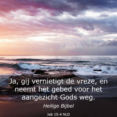 Picture 03 - Job 15:4 NLD - Ja, gij vernietigt de vreze, en neemt het gebed - Bible Verse Picture