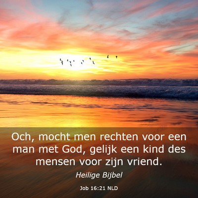 Picture 03 - Job 16:21 NLD - Och, mocht men rechten voor een man met God, - Bible Verse Picture