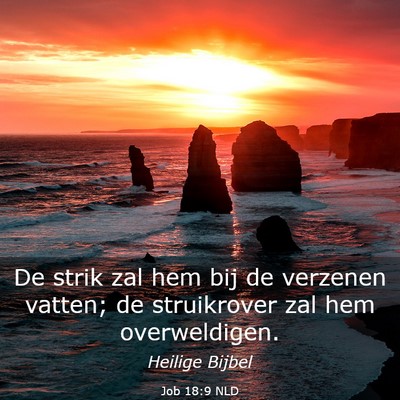 Picture 03 - Job 18:9 NLD - De strik zal hem bij de verzenen vatten; de - Bible Verse Picture