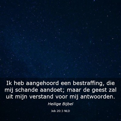 Picture 03 - Job 20:3 NLD - Ik heb aangehoord een bestraffing, die mij - Bible Verse Picture