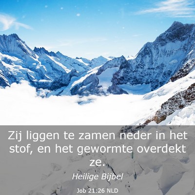 Picture 03 - Job 21:26 NLD - Zij liggen te zamen neder in het stof, en het - Bible Verse Picture