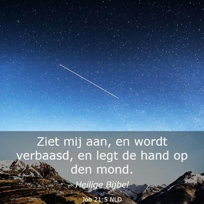 Picture 03 - Job 21:5 NLD - Ziet mij aan, en wordt verbaasd, en legt de hand - Bible Verse Picture